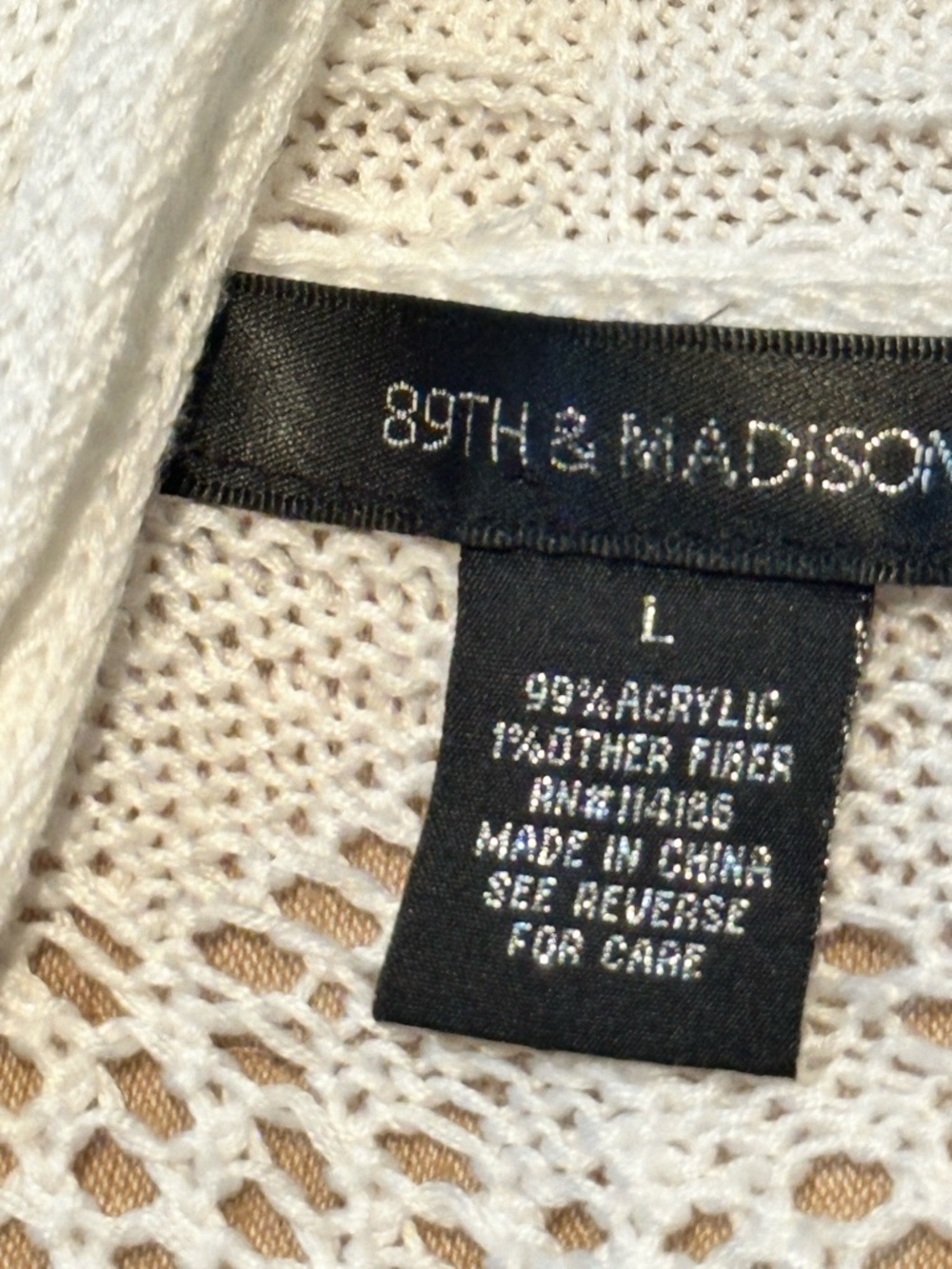 89th & Madison Cream Open-Knit Long Cardigan - Picture 10 of 10